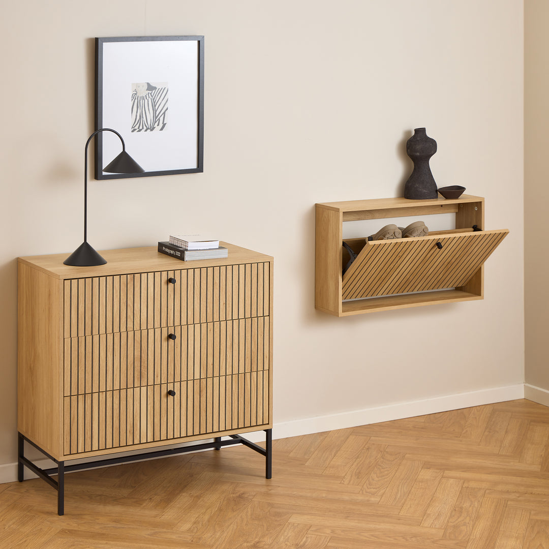 Albany Shoe Cabinet 1 Flip Down Door In Oak - TidySpaces