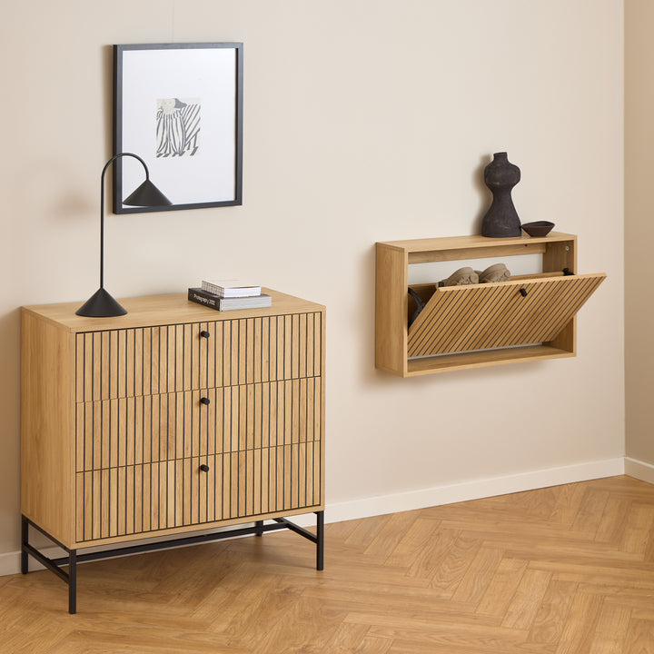 Albany Shoe Cabinet 1 Flip Down Door In Oak - TidySpaces