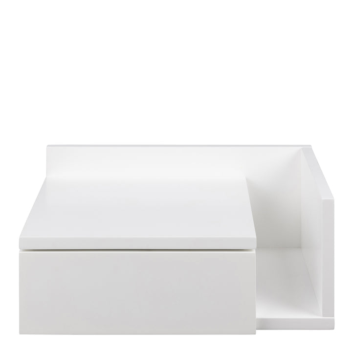 Ashlan 1 Drawer Wall Mounted Square Bedside Table in White