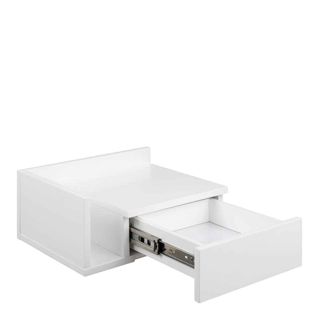 Ashlan 1 Drawer Wall Mounted Square Bedside Table in White