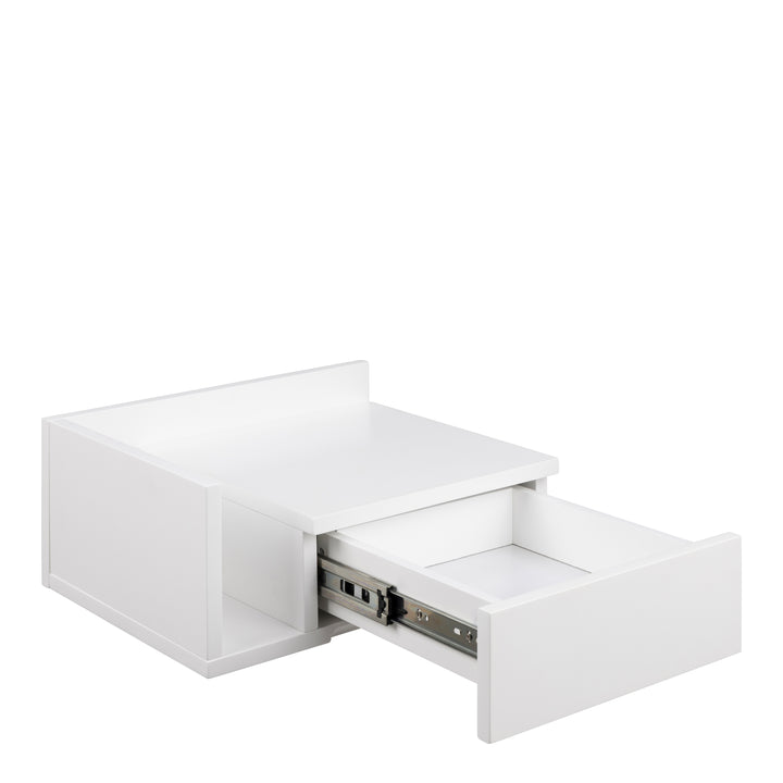 Ashlan 1 Drawer Wall Mounted Square Bedside Table in White