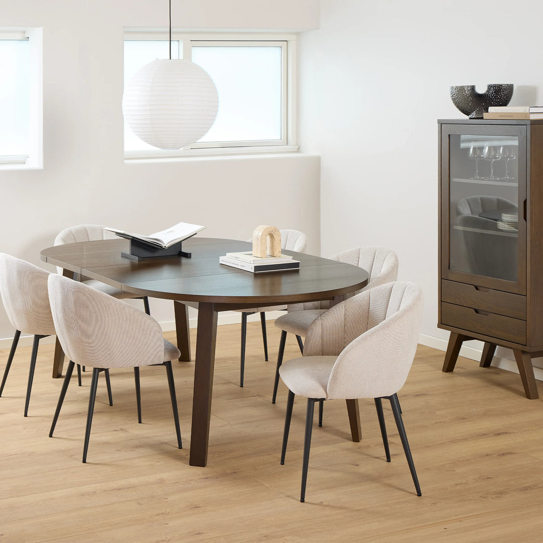 A-Line Round Extendable Dining Table in Smoked Oak 120/220 x 120 x 75cm - TidySpaces