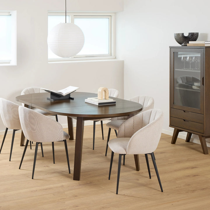 A-Line Round Extendable Dining Table in Smoked Oak 120/220 x 120 x 75cm - TidySpaces