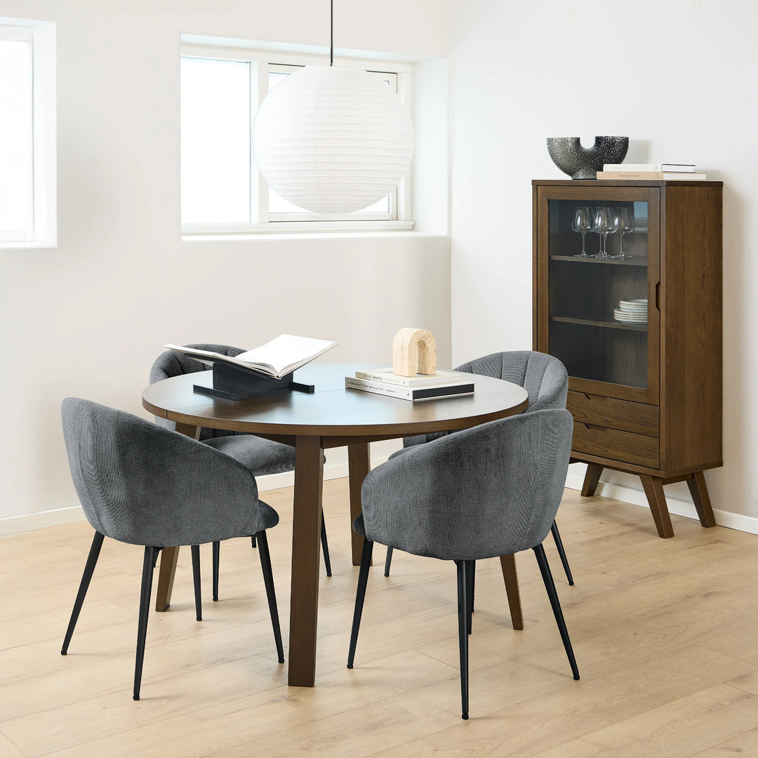 A-Line Round Extendable Dining Table in Smoked Oak 120/220 x 120 x 75cm - TidySpaces