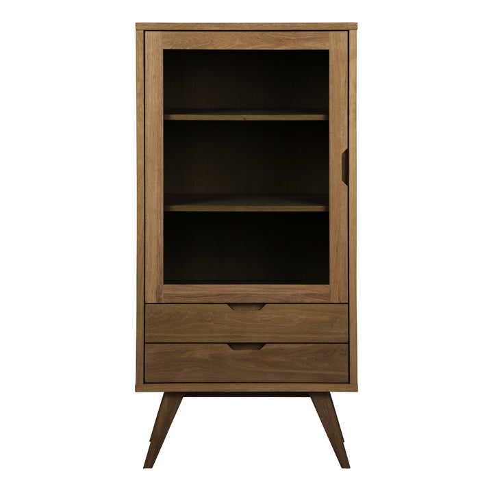 A-Line Display Cabinet with 2 Drawers and 2 Shelves in Smoked Oak