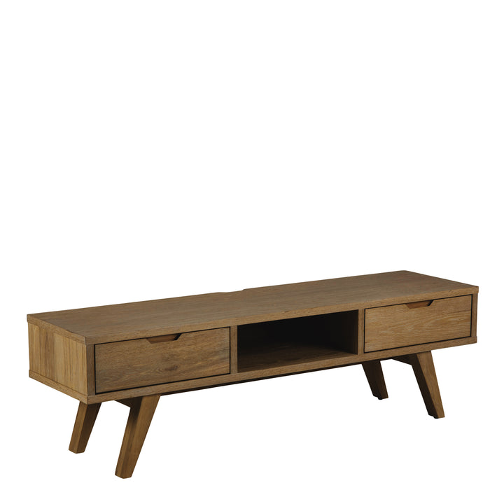 A-Line TV Unit with 2 Drawers in Smoked Oak