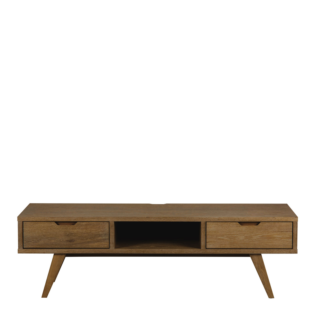 A-Line TV Unit with 2 Drawers in Smoked Oak