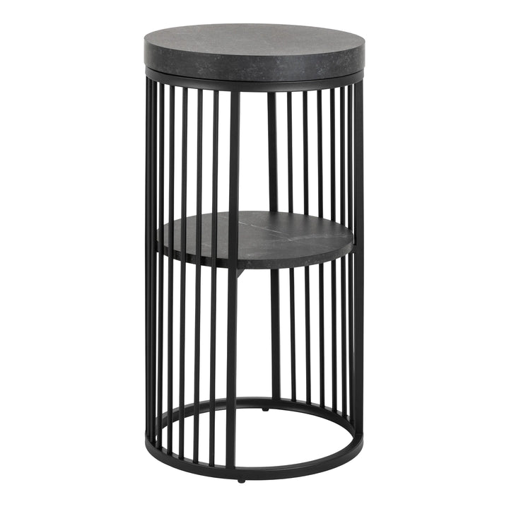 Strington Round Bedside Table 1 Shelf in Matt Black - TidySpaces