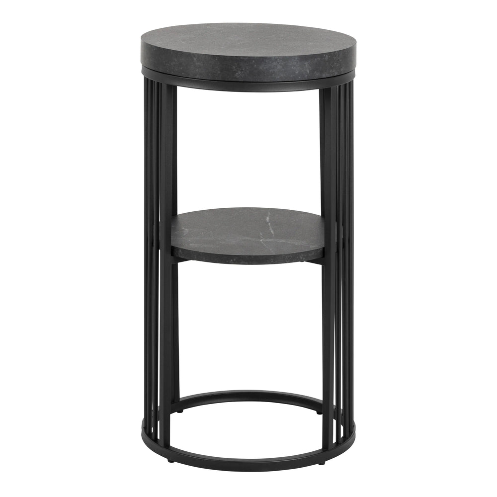 Strington Round Bedside Table 1 Shelf in Matt Black - TidySpaces