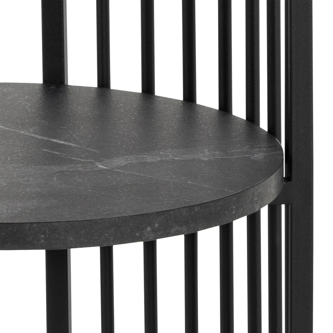 Strington Round Bedside Table 1 Shelf in Matt Black - TidySpaces