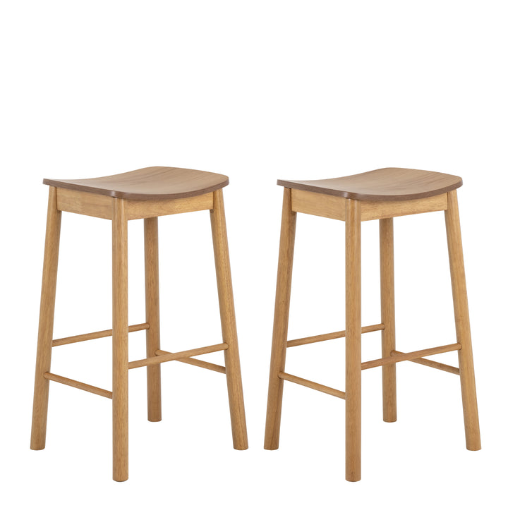 Barlow Bar Table in Matt Oak Included 2 Barlow Bar Stool Without Back in Matt Oak