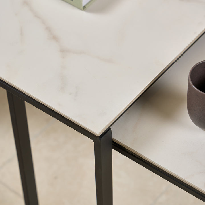Katrine Square Coffee Table Set in Ceramic White