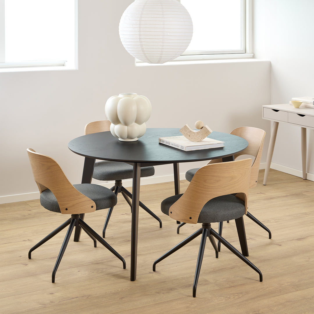 Roxby Round Dining Table in Matt Black 120x76cm