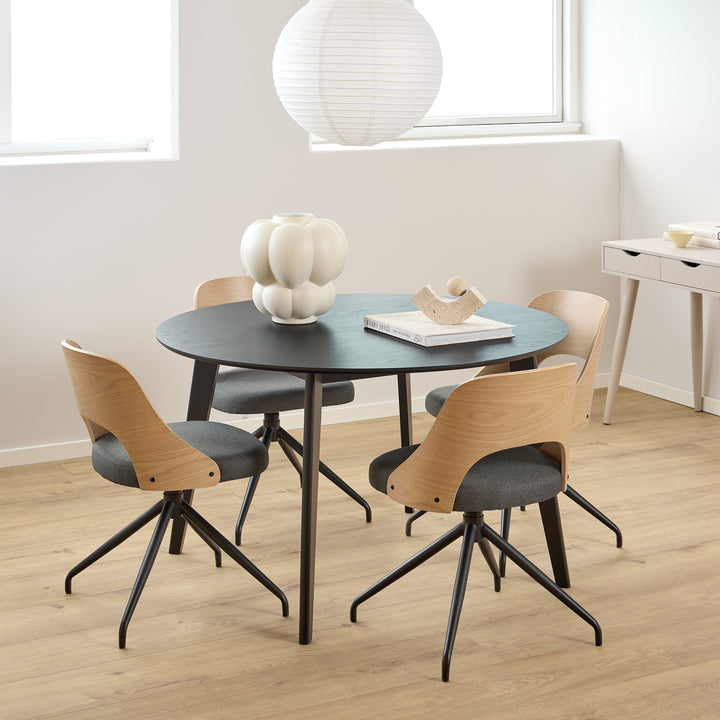 Roxby Round Dining Table in Matt Black 120x76cm