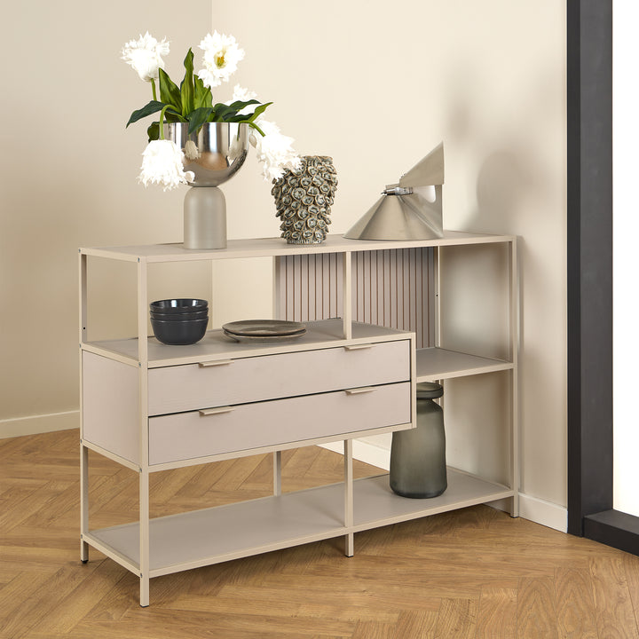 Seaford Grey Storage Unit with 2 Drawers and 3 Shelves - TidySpaces