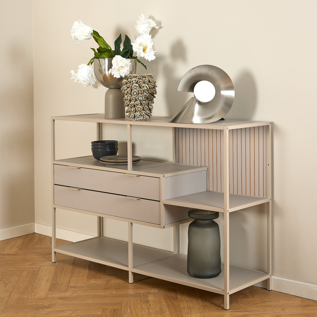 Seaford Grey Storage Unit with 2 Drawers and 3 Shelves - TidySpaces