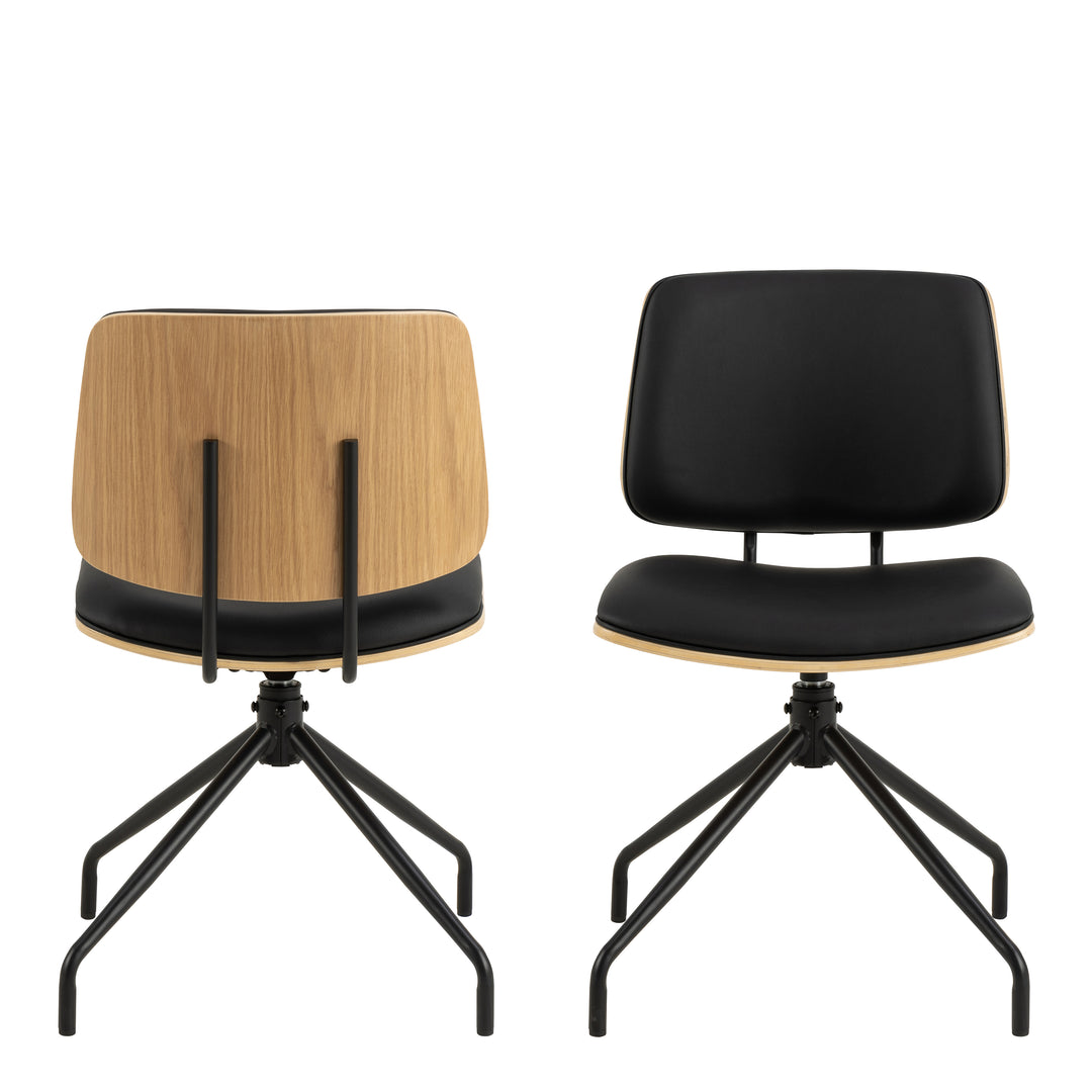 Owen Swivel Dining Chairs in Matt Black Set of 2