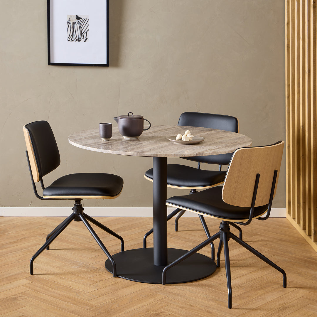 Owen Swivel Dining Chairs in Matt Black Set of 2