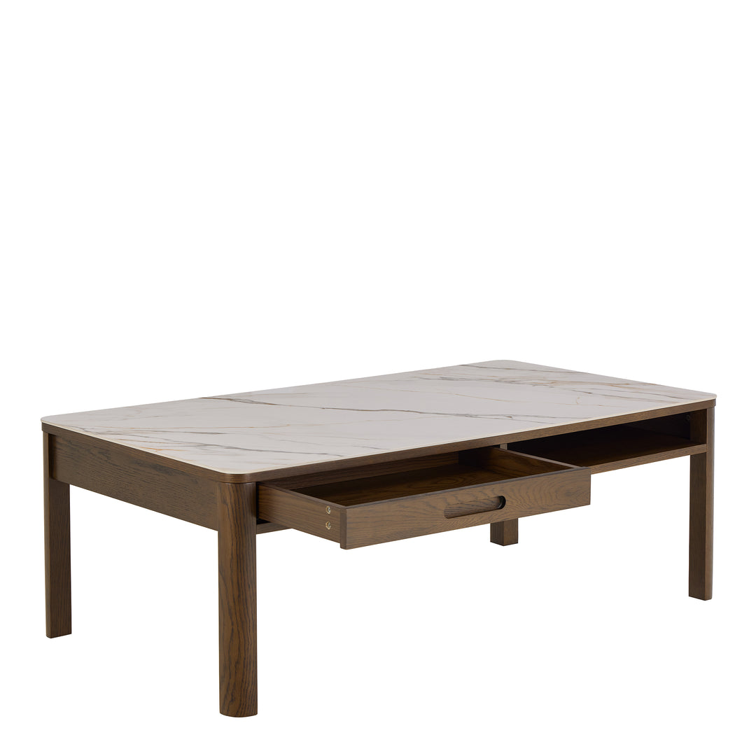 Southampton Rectangular Coffee Table 1 Drawer 1 Shelf  in Cream Ceramic