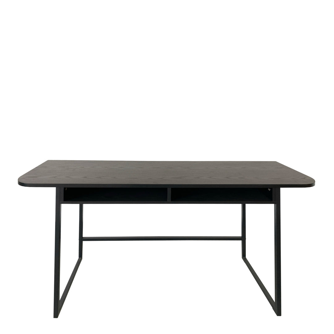 Darlington Console Table With Open Shelf and Oak Top in Black