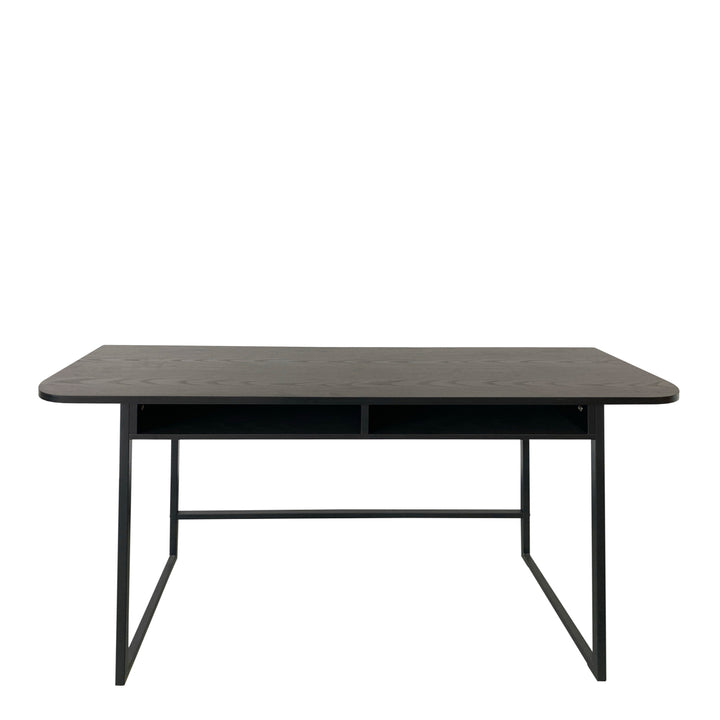 Darlington Console Table With Open Shelf and Oak Top in Black