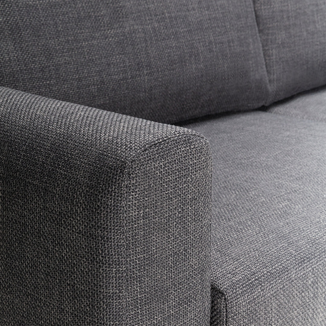 Omaha 2.5-Seater Sofa in Basel Dark Grey 19 Fabric, Base Matt Black Steel