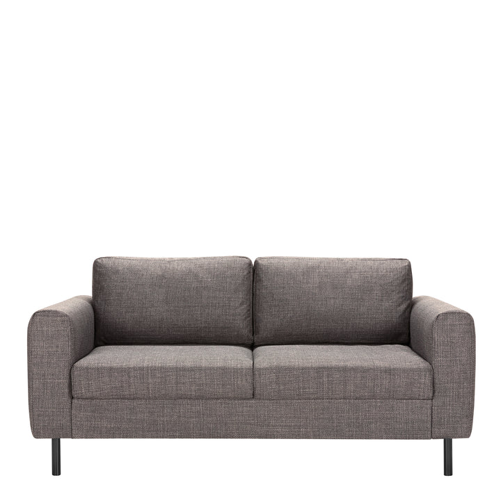 Omaha 2.5-Seater Sofa in Basel Light Grey Brown Fabric, Base Matt Black Steel