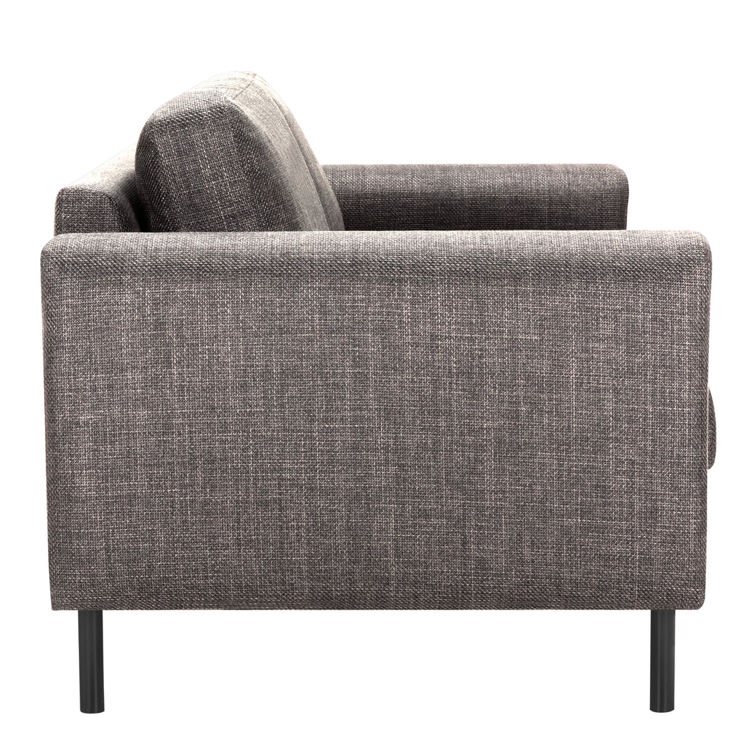 Omaha 2.5-Seater Sofa in Basel Light Grey Brown Fabric, Base Matt Black Steel