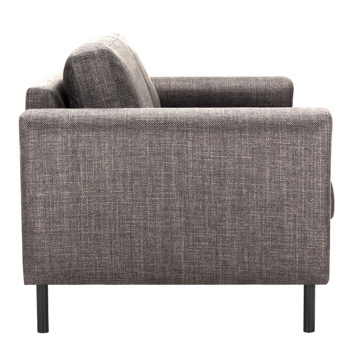 Omaha 2.5-Seater Sofa in Basel Light Grey Brown Fabric, Base Matt Black Steel