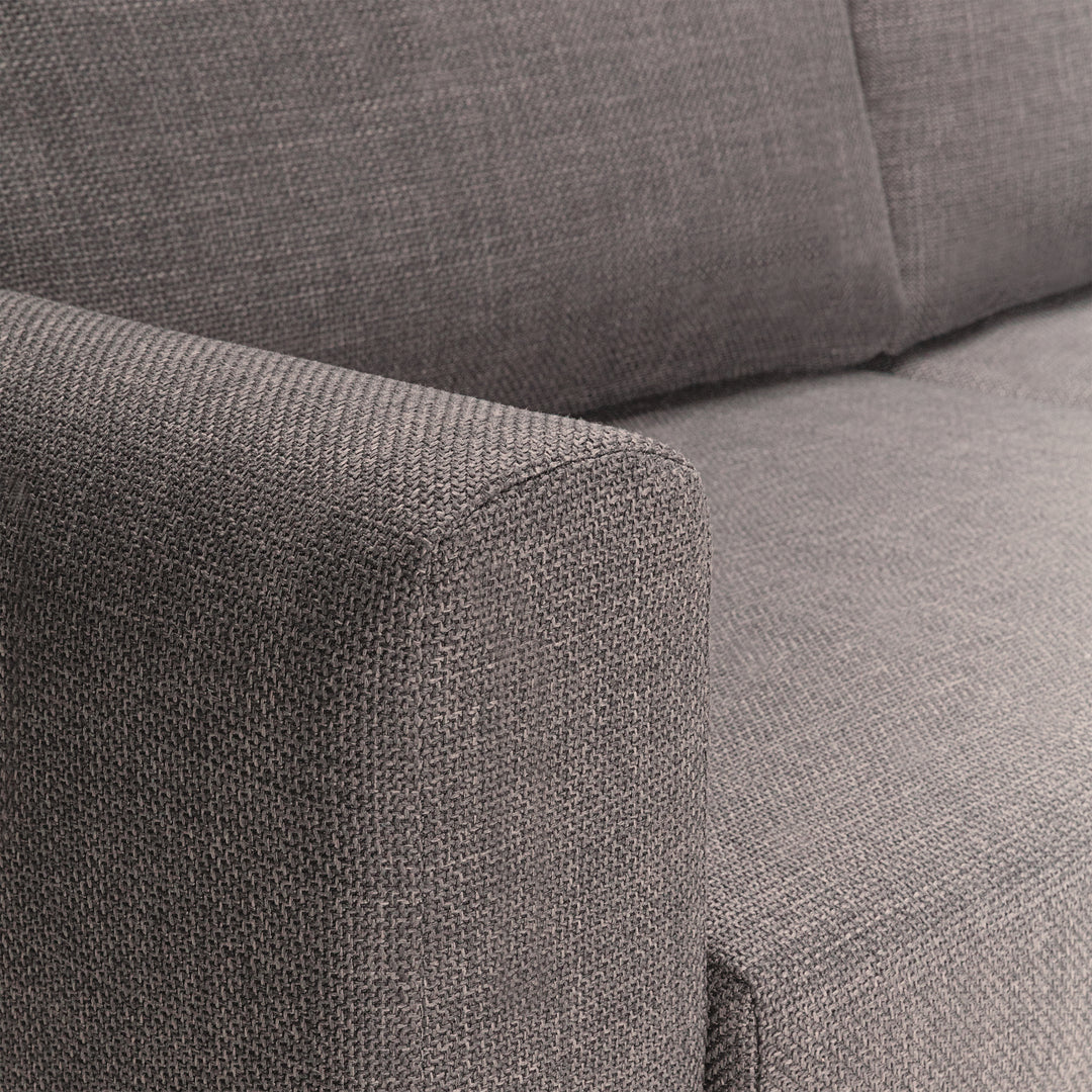 Omaha 3-Seater Sofa in Basel Light Grey Brown 34 Fabric, Base Matt Black Steel