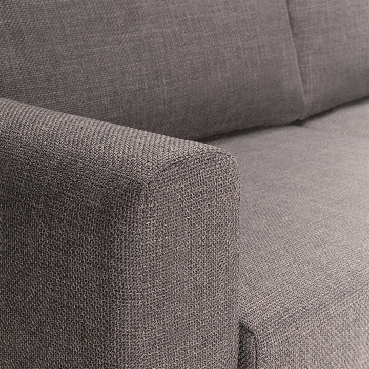 Omaha 3-Seater Sofa in Basel Light Grey Brown 34 Fabric, Base Matt Black Steel