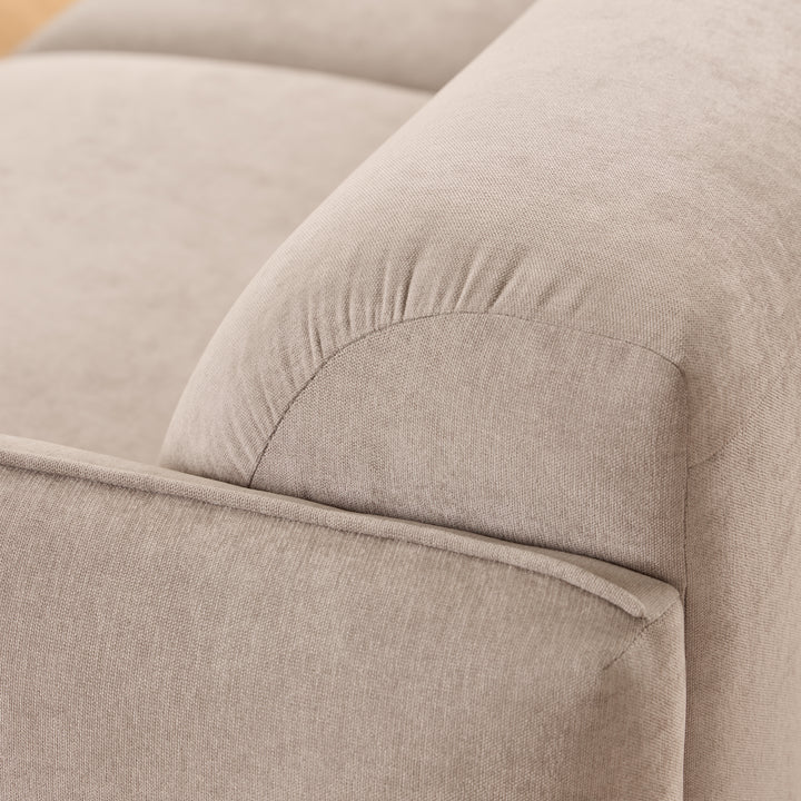Westham 2+2-Seater Sofa in Fay Beige 05 Fabric, Base in Matt Oak