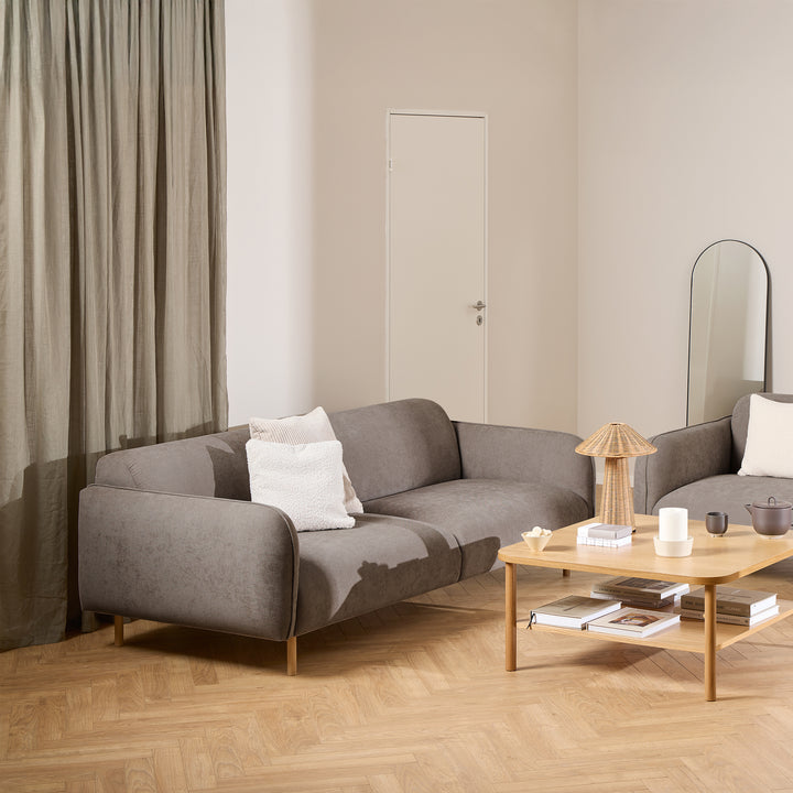 Westham 3-Seater Sofa in Fay Fabric Dusty Brown 21 Fabric, Base in Matt Oak