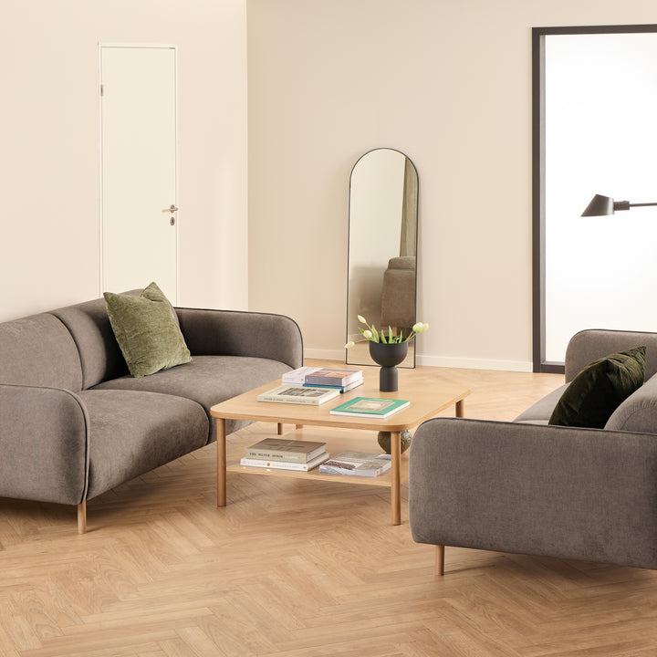 Westham 3+3-Seater Sofa in Fay Fabric Dusty Brown 21 Fabric, Base in Matt Oak