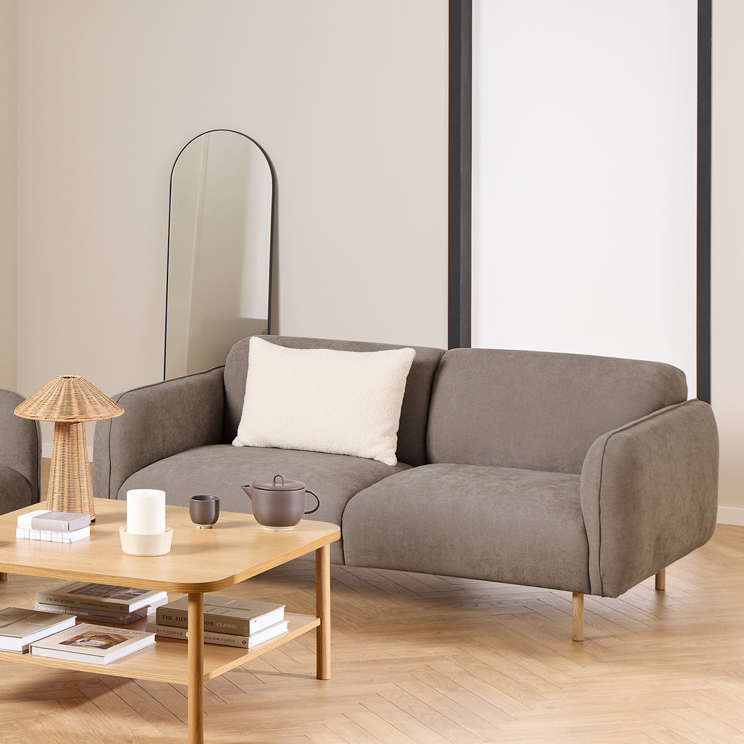 Westham 2+2-Seater Sofa in Fay Fabric Dusty Brown 21 Fabric, Base in Matt Oak