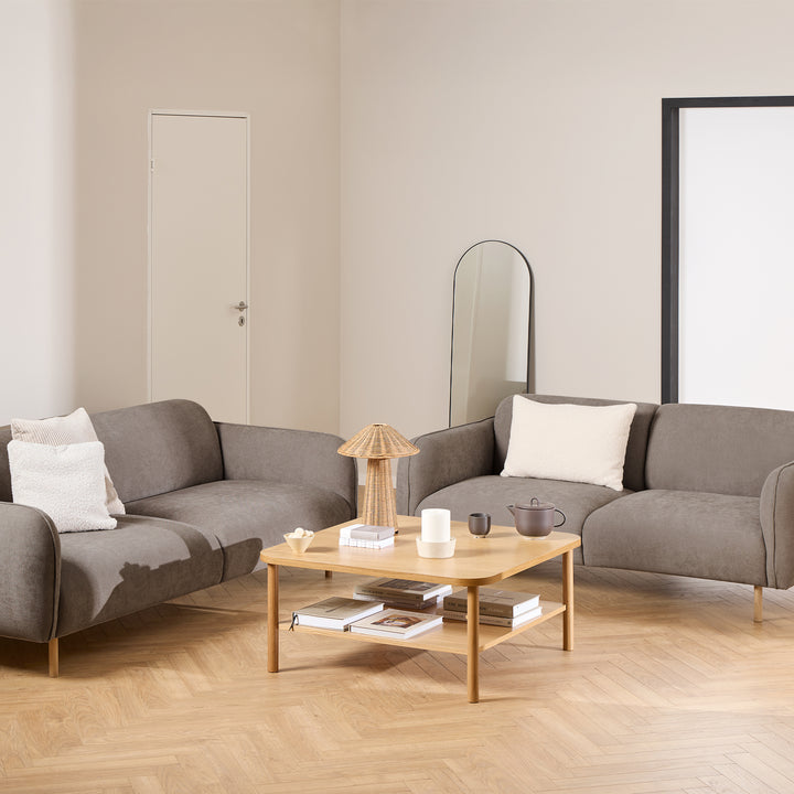 Westham 2-Seater Sofa in Fay Fabric Dusty Brown 21 Fabric, Base in Matt Oak