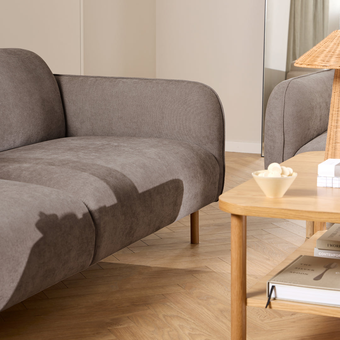 Westham 2+2-Seater Sofa in Fay Fabric Dusty Brown 21 Fabric, Base in Matt Oak