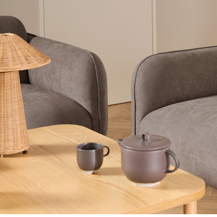 Westham 2-Seater Sofa in Fay Fabric Dusty Brown 21 Fabric, Base in Matt Oak