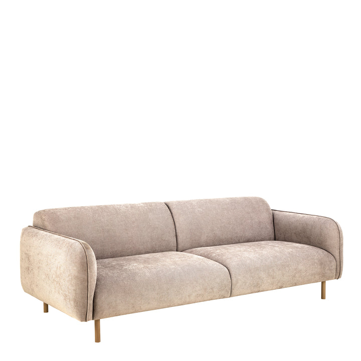 Westham 3+3-Seater Sofa in Fay Beige 05 Fabric, Base in Matt Oak