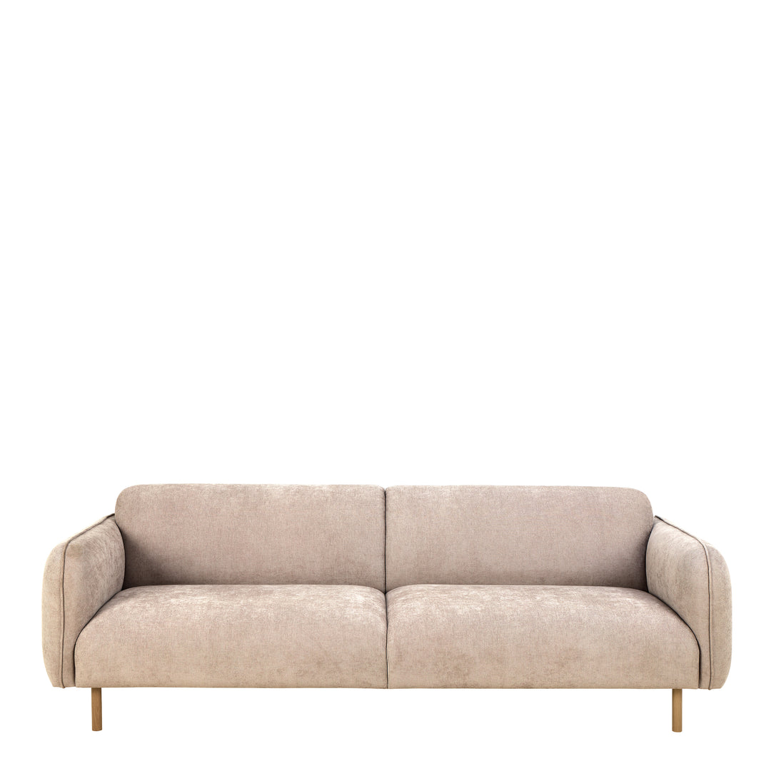 Westham 3+3-Seater Sofa in Fay Beige 05 Fabric, Base in Matt Oak