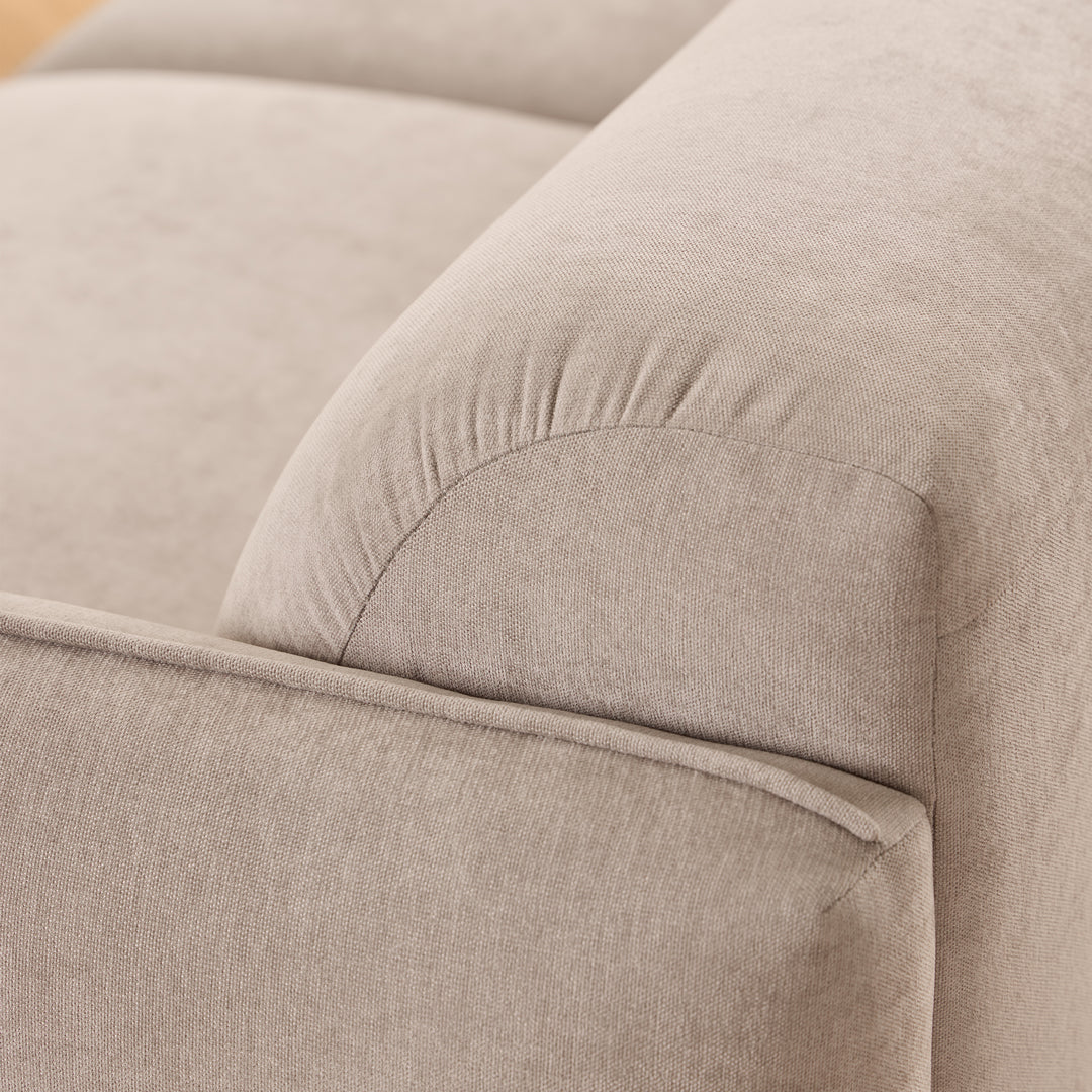 Westham 3+3-Seater Sofa in Fay Beige 05 Fabric, Base in Matt Oak