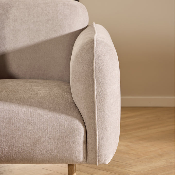 Westham 3+3-Seater Sofa in Fay Beige 05 Fabric, Base in Matt Oak