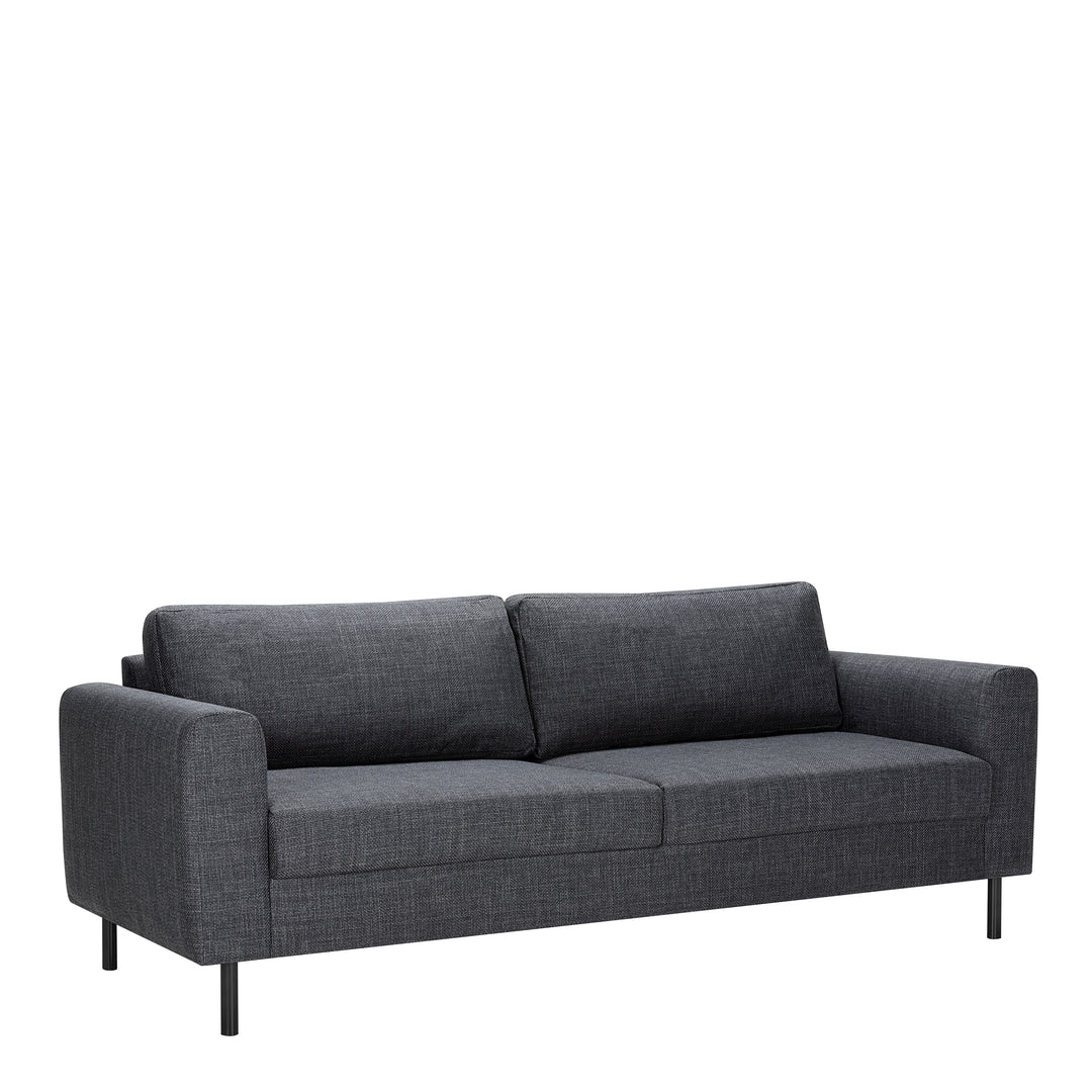 Omaha 3+3-Seater Sofa in Basel Dark Grey 19 Fabric, Base Matt Black Steel