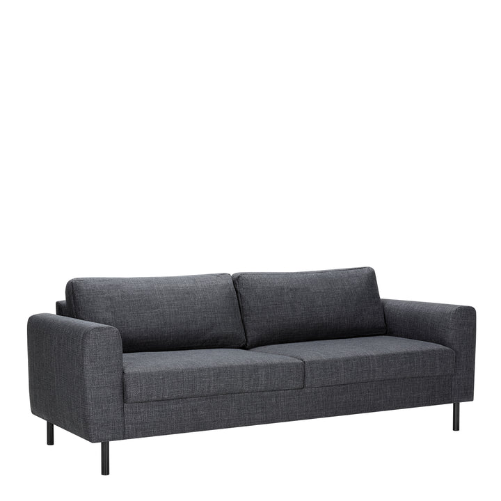 Omaha 3+3-Seater Sofa in Basel Dark Grey 19 Fabric, Base Matt Black Steel