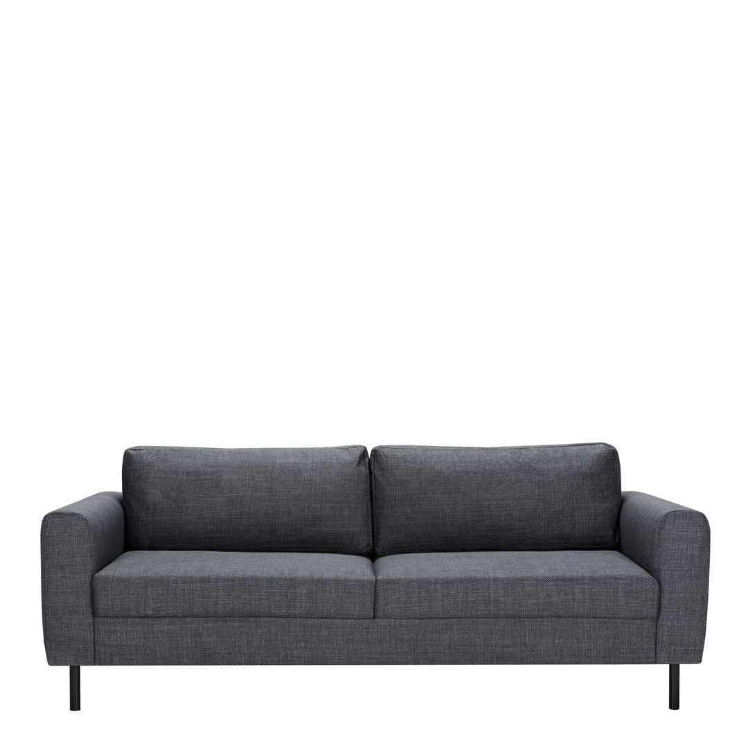 Omaha 3+3-Seater Sofa in Basel Dark Grey 19 Fabric, Base Matt Black Steel