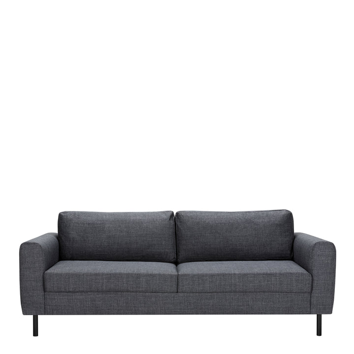 Omaha 3+3-Seater Sofa in Basel Dark Grey 19 Fabric, Base Matt Black Steel
