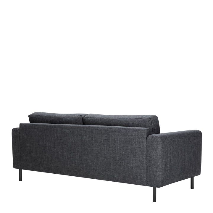 Omaha 3+3-Seater Sofa in Basel Dark Grey 19 Fabric, Base Matt Black Steel