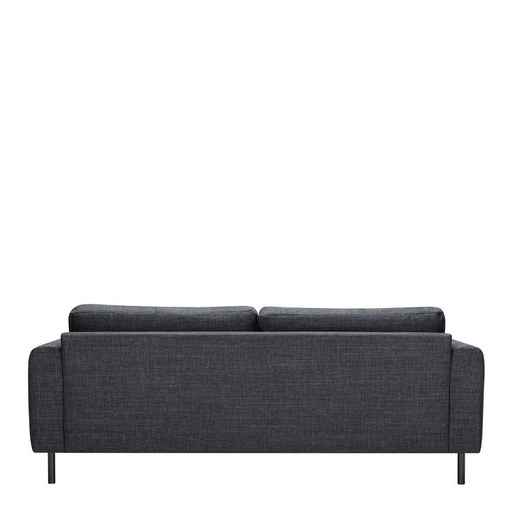 Omaha 3+3-Seater Sofa in Basel Dark Grey 19 Fabric, Base Matt Black Steel