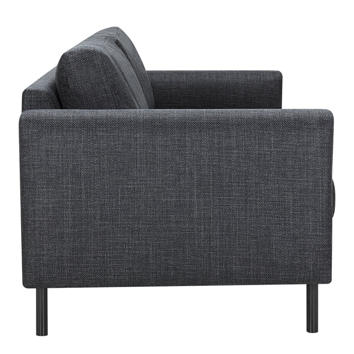 Omaha 3+3-Seater Sofa in Basel Dark Grey 19 Fabric, Base Matt Black Steel