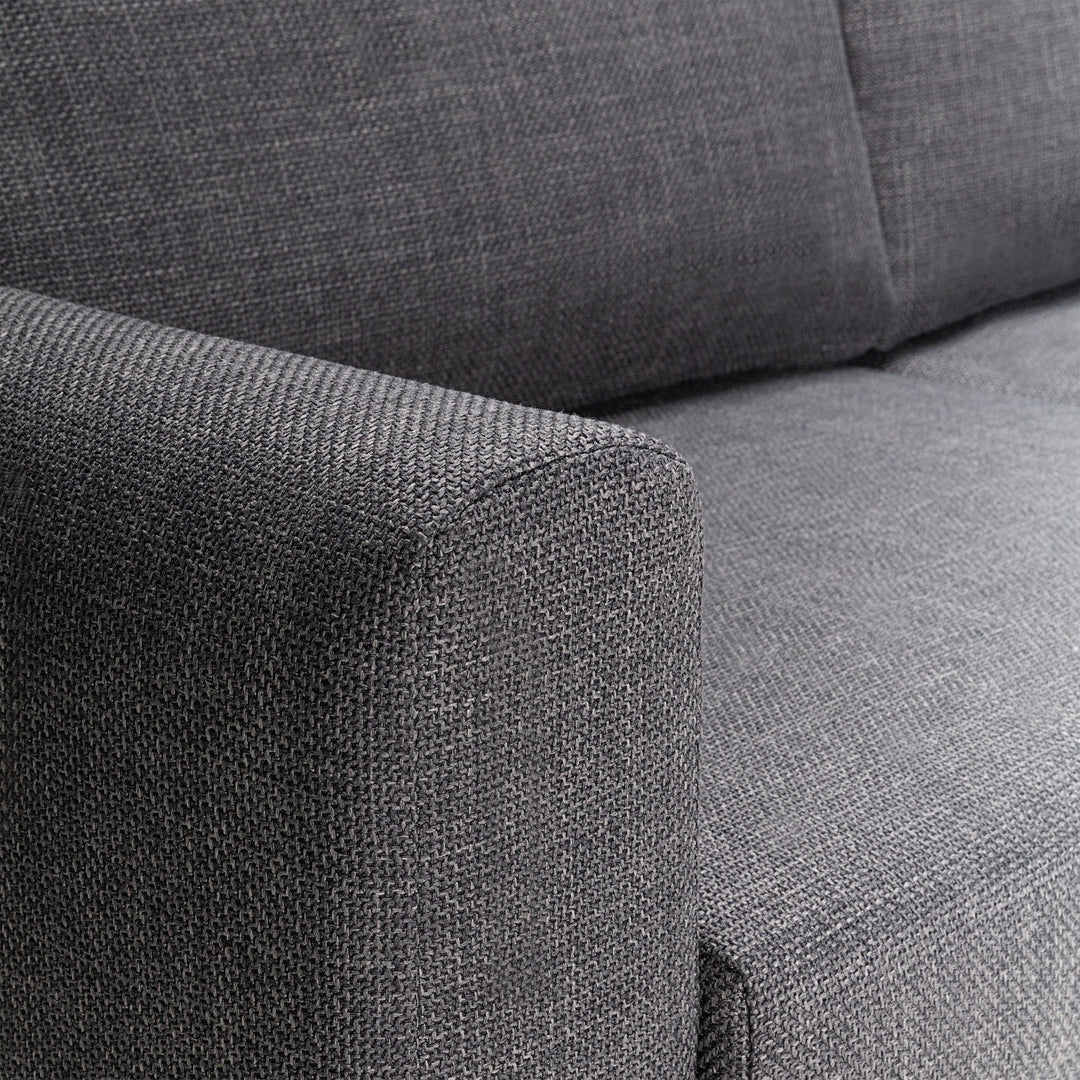 Omaha 3+3-Seater Sofa in Basel Dark Grey 19 Fabric, Base Matt Black Steel